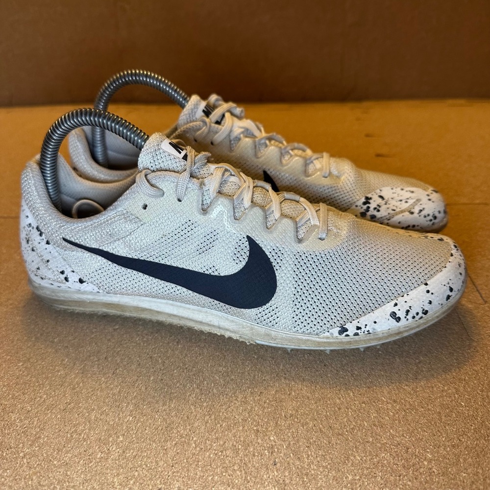 Nike Zoom Rival D 10 Track Field Spikes White Black Splatter 907567-001 M8 W9.5